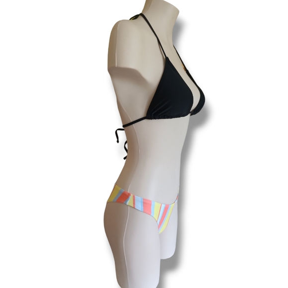 💥 Women's Multicolored Stripe High Leg Bikini Swim Bottoms - Picture 7 of 16